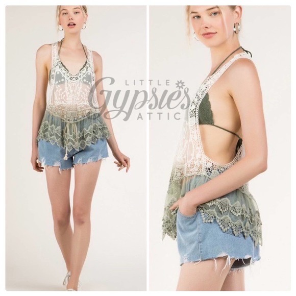 POL Antique Ivory Ombre Lace Layering Top - Picture 7 of 16